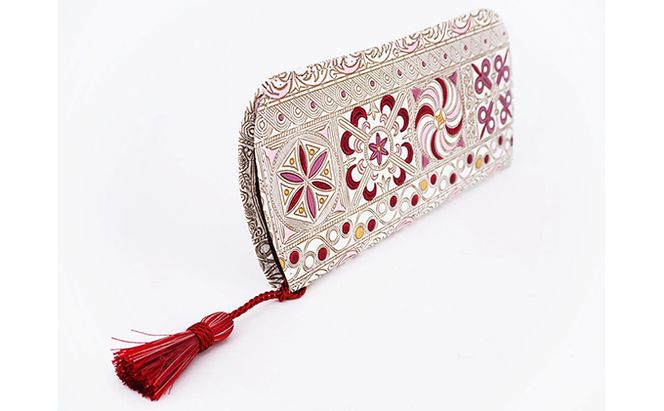 【文庫屋大関】メガネケース　錦紗＜ピンク＞【皮革工芸品】 ファッション小物 民芸品 