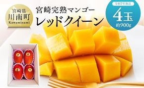 【令和7年発送】 宮崎県産 完熟マンゴー 「レッドクイーン」 4玉(900g) 【果物 フルーツ マンゴー 宮崎県産完熟マンゴー みやざき マンゴー 先行予約 数量限定 期間限定 】 ☆  [C03201]
