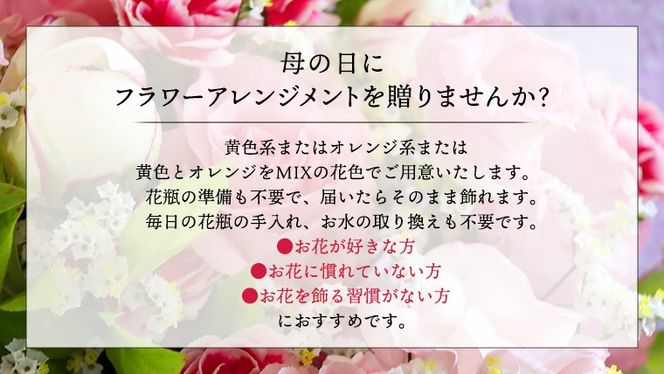 【 母の日 】フラワー アレンジメント M 黄色 ・ オレンジ 系 ギフト プレゼント 花 お祝い 贈答 記念日 インテリア [CT083ci01]