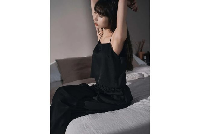 シルクサテンキャミトップス（黒） ふるさと納税 キャミトップス キャミソール トップス シルク 高品質 丹後ちりめん インナー ファッション　TH00007