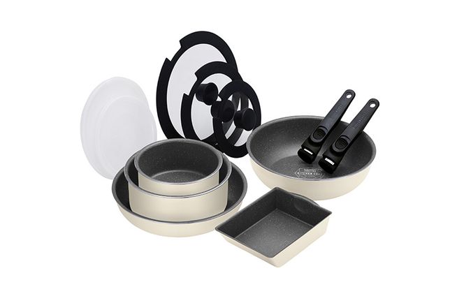 フライパン ダイヤモンドコートパン マーブル 12点 セット アイボリー アイリスオーヤマ IH ガス フライパン鍋セット 炒め鍋 26cm 鍋 卵焼き 卵焼き器 エッグパン 蓋 取っ手 取っ手が取れる 調理器具 DCI-T12S アイリス 宮城 宮城県 大河原町