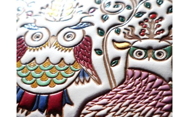 【文庫屋大関】パーソナルホルダー　ふくろう【皮革工芸品】 民芸品 雑貨 日用品 文房具 革小物 牛革 ファイル ケース 