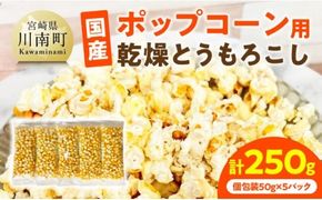 国産ポップコーン用（乾燥とうもろこし）　250g（個包装50g×5パック） 【 数量限定 期間限定 宮崎県産 ポップコーン 】[C07108]