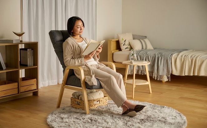 ウッドアームチェア Lサイズ WACR-L ダークグレー リクライニングチェア 一人掛け リクライニング 座椅子 一人用 ソファー 高齢者 肘掛付 コンパクト ふかふか 椅子 アイリスオーヤマ