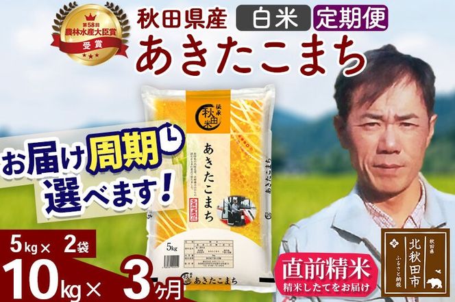 ※令和7年産※《定期便3ヶ月》秋田県産 あきたこまち 10kg【白米】(5kg小分け袋) 2025年産 お届け周期調整可能 隔月に調整OK お米 みそらファーム [みそらファーム 秋田 お米 あきたこまち 米どころ 東北 北秋田市 秋田県産 冷めてもおいしい おにぎり おむすび お弁当 白米]|msrf-12103