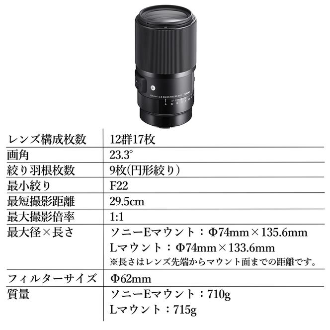 SIGMA 105mm F2.8 DG DN MACRO｜Art【ソニーEマウント】カメラ　レンズ
