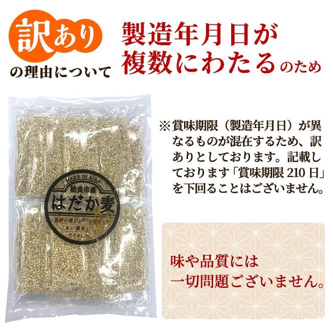 a630 《訳あり・数量限定》姶良市産はだか麦35g×105袋(合計約3.6kg超え)【竹之内穀類産業】姶良市 国産 麦ごはん用はだか麦