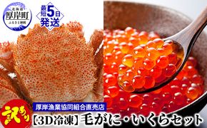 【3D冷凍】『訳あり毛がに』・『いくら』セット 魚貝類 魚卵 大人気 商品 高品質 鮮度 甘味 味噌 濃厚 プチっ 海の幸 贅沢 堪能 