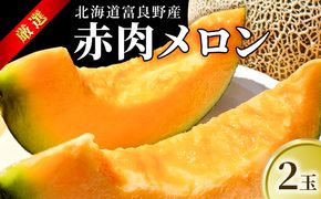 【2026年7月～発送】北海道 富良野産 厳選 赤肉 メロン 2玉 計約3.2kg(吉中農園) メロン フルーツ 果物 新鮮 甘い 贈り物 ギフト 道産 ジューシー おやつ ふらの ブランド 夏 