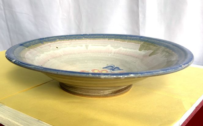 【沖縄の焼き物】尺皿 (アカバナ模様) 食器 陶器  工芸品 ギフト 沖縄市 / 唐仙窯[BCBK011]