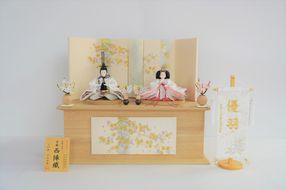 【収納飾りセット“日和”】人形作り40年 “平安天鳳”作 京都西陣織 薄花桜 さくら 手作り ひな祭り 木製 今どき かわいい おしゃれ モダン H067-137