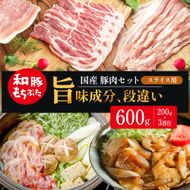 和豚もちぶた お試しセット スライス用 600g 200g×3部位 1～2人世帯向け 豚バラ 肩ロース モモ