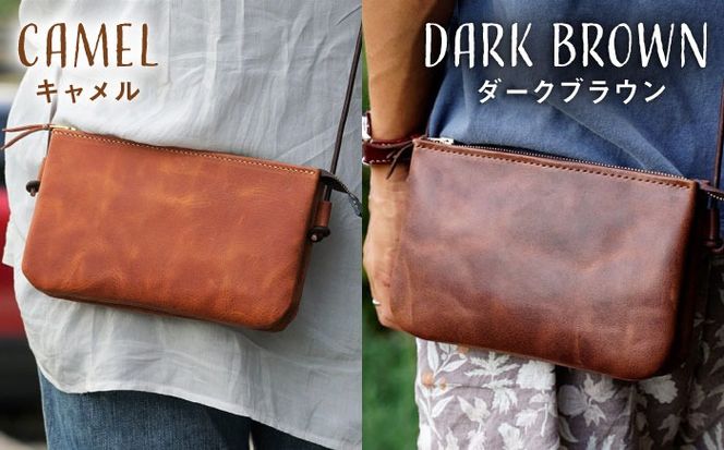 【経年変化を楽しむ】本革 3ポケット サコッシュ 革小物 革バッグ 糸島市 / BLESS[AAA034]