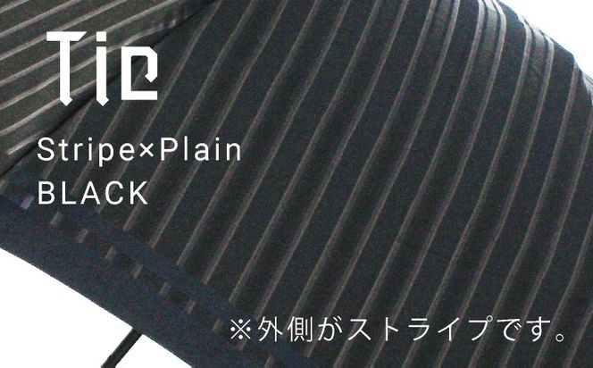 CB069【槙田商店】紳士折たたみ傘　Tie Stripe×Plain　BLACK