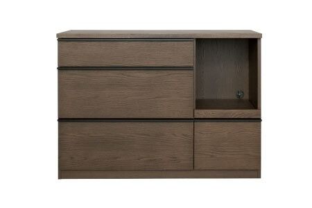 バルド 117キッチンカウンター ブラウン【キッチンカウンター カウンター 食器棚 収納 飛散防止フィルム付き 完成品】(H062258)