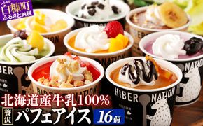 パフェアイス 16個セット アイスクリーム バニラ ミルク メロン 苺 ショコラ 生キャラメル マンゴー ヨーグルト チーズ カシス ハスカップ チョコミント 抹茶 小倉 チョコ バナナ 産地限定 ご当地 牛乳 フルーツ スイーツ ふるさと納税 北海道 白糠町