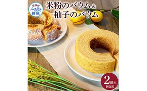 【CF-R7hbk】TKA018　高知県産米粉のバウム・高知県産柚子のバウム 返礼品 高知県産の米粉とゆずペーストを使用したバウムクーヘンのセット 美味しい おしゃれ 食べ物 贈答品 贈り物 ギフト プレゼント おみやげ お土産 お菓子 バームクーヘン スイーツ ケーキ 話題