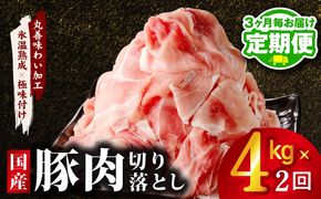 mrzZ068 【定期便】国産 豚肉 切り落とし 4kg×全2回【氷温熟成×極味付け 500g×8P ぶたにく 普段使い 野菜炒め 訳あり サイズ不揃い 2026年2月＆5月発送】