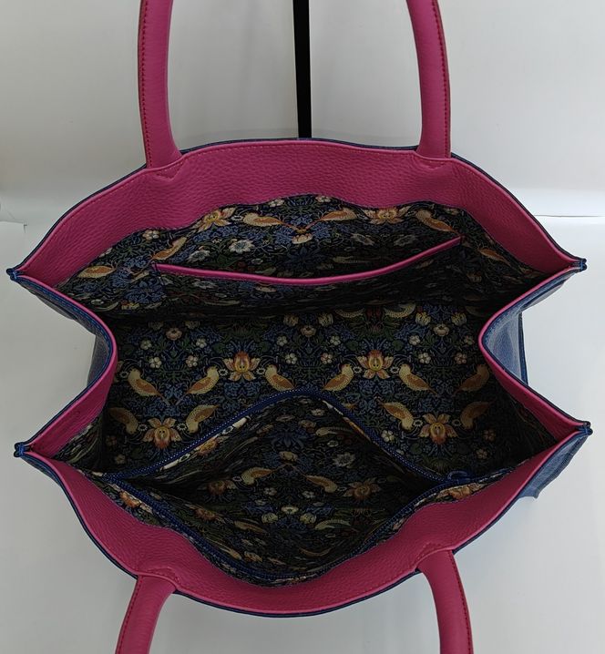 「鞄工房　香」タンポポのレザートートバッグ（ブルー）FAA7065