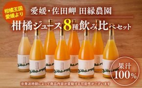 【愛媛県産】田縁農園の無添加100% ストレートジュース8種おまかせセット 720ml 全10種 みかん、きよみ、伊予柑、河内晩柑、ぽんかん、不知火、せとか、ひょうかん ニューサマーオレンジ あいおとめ ストレート果汁100％ おまかせ 高級 贈答 ギフト ※2025年1月頃より順次発送予定