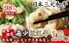 数量限定 希少近江牛ホルモン＆ミックスホルモン 合計1.9kg【FO05W】（国産牛　和牛　ブランド牛　ブランド和牛　黒毛和牛　牛肉　肉　高級　人気　おすすめ　神戸牛　松阪牛 に並ぶ 日本三大和牛 近江牛）