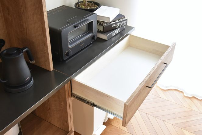 グラーデ 80 フリーカウンター NA【ナチュラル 完成品 特殊鋼板 コンパクト 収納家具】(H062356)