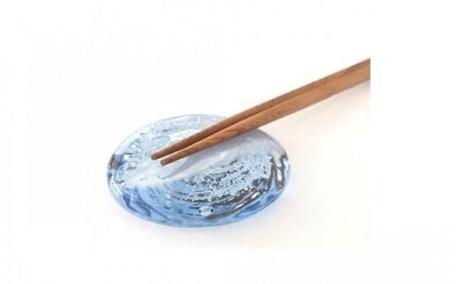 ＜Aji Glass＞　箸置き　くぼみ　泡　2個セット　(GIFT BOX付) 372013_AN001