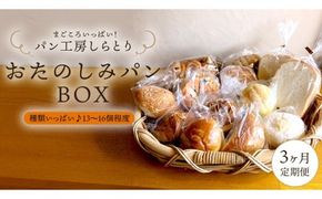 【 3ヶ月 定期便 】まごころいっぱい！ パン工房しらとり 「 種類いっぱい♪ 」 おたのしみパン ボックス 【B】 冷凍 パン 詰め合わせ ボックス ギフト お楽しみ [AU014ci]