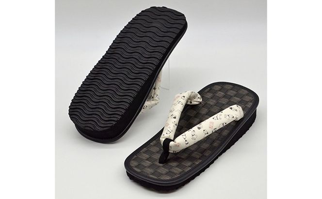 信貴×雪丸 ゆきまる雪駄 屋内屋外兼用 BW（前坪：黒） 履物 和 和テイスト お祭り お祭り衣装 小物 屋内外兼用 室内で履ける 太めの鼻緒 伝統的履物 手作業 日本の伝統 柄入り鼻緒 