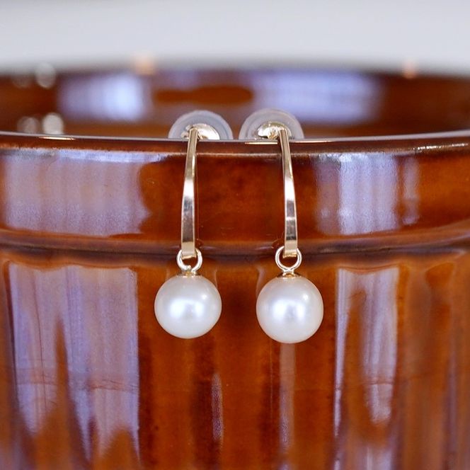 K10YG(10金) イエローゴールド 揺れる パール ピアス (5mm) 保証書付 SR-2222-1 242-042