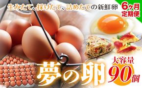 【６ヶ月定期便】卵 たまご 定期便 赤玉 夢の卵 90個《お申込み月翌月から出荷開始》株式会社めぐみ 岡山県 浅口市 送料無料 大容量 大箱 たっぷり 定期---124_80tei_23_120500_mo6num1_s---