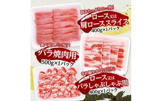 宮崎県産豚肉5種　3.2kg 【 豚肉 ぶた肉 肉 ロース バラ 切り落とし ミンチ 焼肉用 しゃぶしゃぶ 豚肉セット 】[D11622]