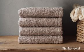 G3489 【TVで紹介！】おぅ！え～やん フェイスタオル（ブラウン）4枚【泉州タオル 国産 吸水 普段使い 無地 シンプル 日用品 家族 ファミリー】 