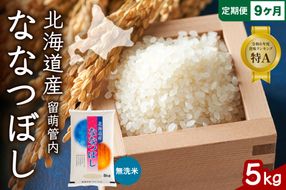 お米 9ヵ月定期便 北海道 留萌管内産 ななつぼし 無洗米 5kg R004-055