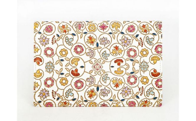 【文庫屋大関】パーソナルホルダー　金唐小花【皮革工芸品】 民芸品 雑貨 日用品 ファイル 多用途 牛革 