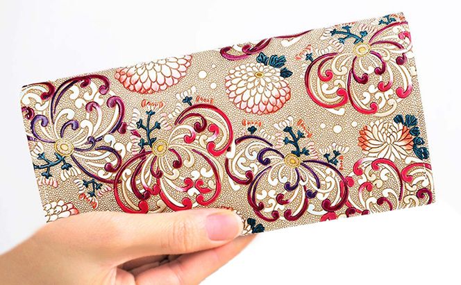 長財布 スッキリ大人の財布 束入れ 乱菊〈赤紫〉 文庫屋大関 お札を折らない 財布 レディース レザー 本革 革 文庫革 薄い スリム 軽量 スリム財布 レディース財布 お財布 札入れ 札束入れ 日本製 和風 東京