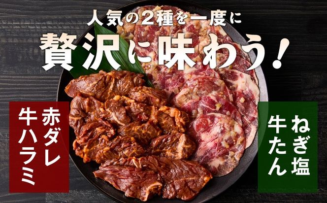 099H4049 牛タン＆牛ハラミ お試し 1kg 焼肉セット【成型牛たん ハラミ 味付き 牛肉 やきにく BBQ 薄切り スライス 訳あり サイズ不揃い】