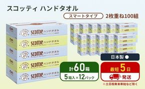 ペーパータオル スコッティ キレイの仕上げ 60箱 ( 5箱 × 12パック ) 