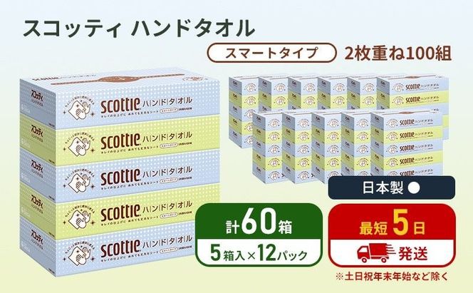 ペーパータオル スコッティ キレイの仕上げ 60箱 ( 5箱 × 12パック ) 