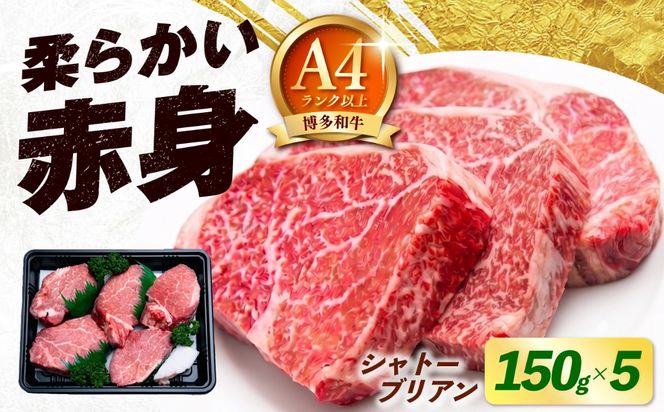 【希少部位！】博多和牛 シャトーブリアン 150g×5枚 （計750g）《築上町》【肉のくまもと屋】[ABEZ027]