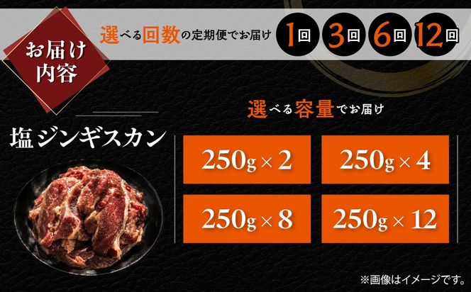 塩ジンギスカン250g 選べるパック数 2 / 4 / 8 / 12パック 回数 1回 / 3回 / 6回 / 12回 MROA225-v