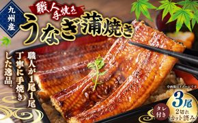 ＜職人手焼き九州産うなぎ 蒲焼き3尾（6切れ）計390g前後＞翌月末迄に順次出荷【c693_sk_x1】