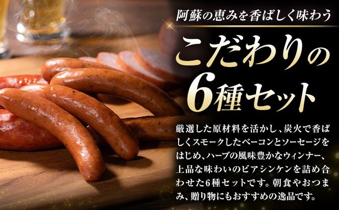 阿蘇の逸品 AN-60 ベーコン・ハム・ソーセージ 6種セット 株式会社阿蘇ナチュラル・ジェイファーム 《30日以内に出荷予定(土日祝除く)》 熊本県 南阿蘇村 炭火 スモーク ベーコン ハム ソーセージ ウィンナー---sms_anj60_30d_26_24500_6p---
