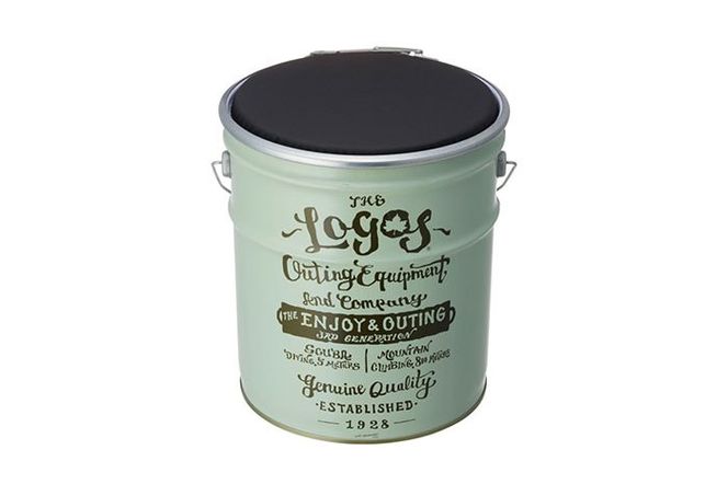 ヴィンテージペールCAN キャンプ 雑貨 LOGOS コラボ ロゴ入り アウトドアグッズ インテリア スチール製 容量18L 小道具 使用前の炭 収納 スツール 荷物入れ 小物入れ 