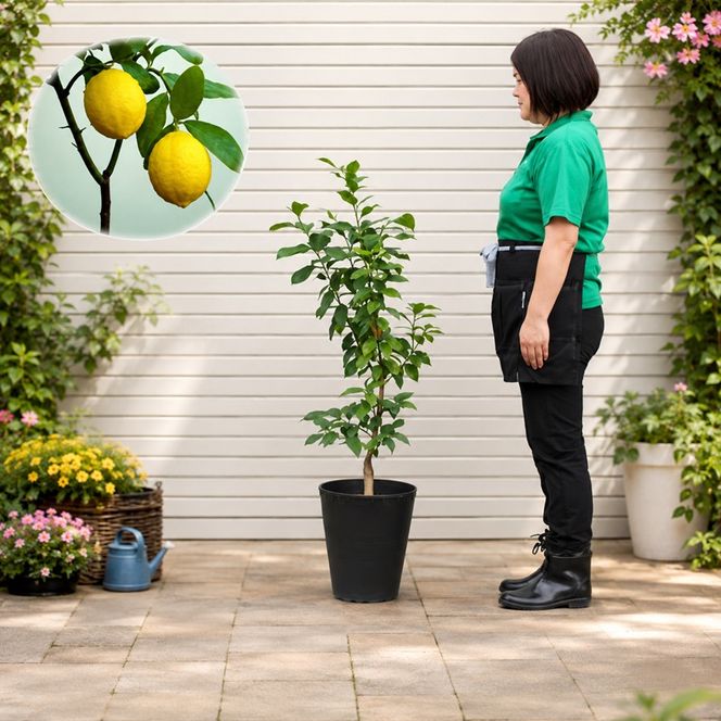 苗木 鉢植え レモンの木 黒プラスティック鉢 直径27cm 植物 ガーデン インテリア ※配送不可:北海道、沖縄、離島 