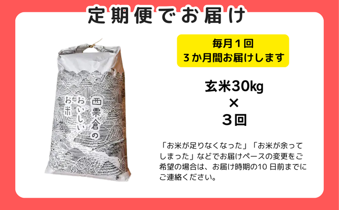 【3回定期便】令和6年産 あわくら源流米 あきたこまち 玄米30kg×3_K-bd-BDCA