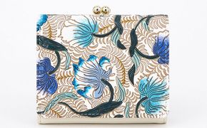 【文庫屋大関】三つ折りミニ財布　ノースガーデン（ターコイズ）【皮革工芸品】 ファッション 小物 民芸品 お札 カード 小銭 手のひらサイズ コンパクト 牛革 手作り 国産 