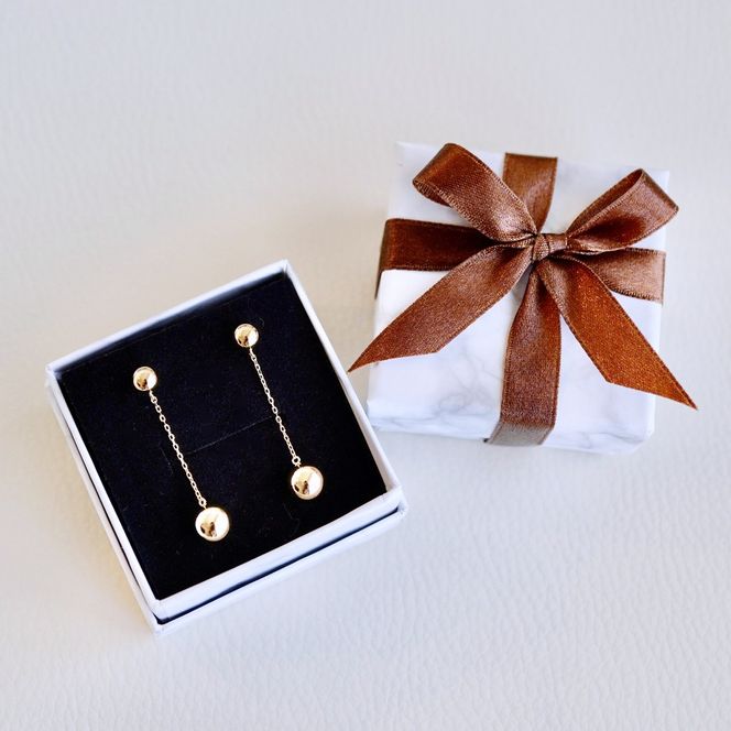 K18(18金) イエローゴールド 地金 ボール チェーン ピアス 保証書付 M912-1 242-025-b