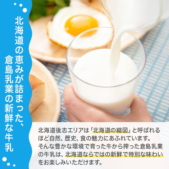 3ヶ月定期便 北海道産 倉島3.7牛乳 1L×12本セット［倉島乳業株式会社］【 定期便 牛乳 ぎゅうにゅうミルク 生乳 乳 牛 飲料 健康 栄養 カルシウム 北海道 仁木 】
