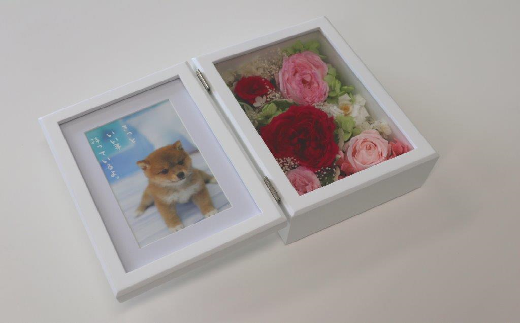 プリザーブドフラワーのフォトフレーム大(ホワイト)